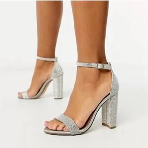 Steve Madden Teya Silver Rhinestone Heels Size 8.5